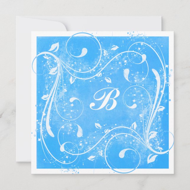 Faire-part de mariage des vents bleus et blancs (Devant)