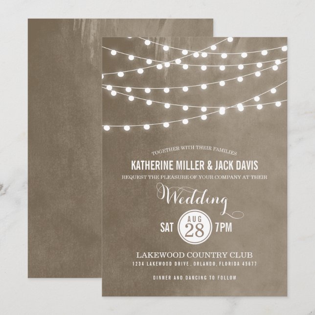 Faire-part de mariage des voyants de chaîne de car (Devant / Derrière)