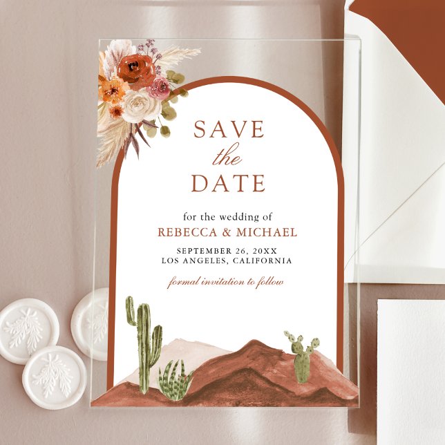 Faire-part de mariage Désert de Cactus en Terracot (Créateur téléchargé)