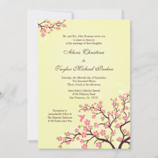 Faire-part de mariage design aux fleurs de cerisie