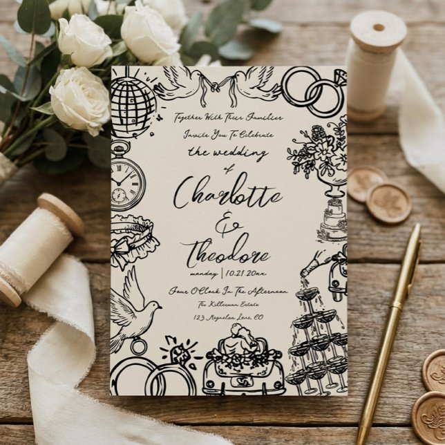 Faire-Part de Mariage Dessiné à la Main avec Fanta (Créateur téléchargé)