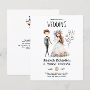 Faire-part de mariage dessiné à la main Bohème Mig