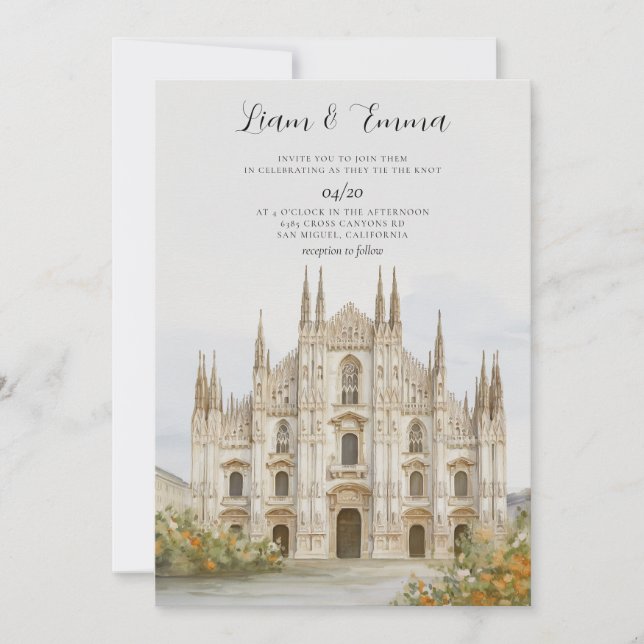 Faire-part de mariage Destination Milan Skyline (Devant)