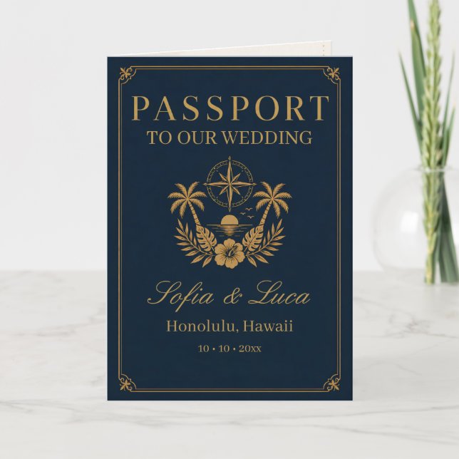 Faire-Part de Mariage Destination Tropical Passpor (Devant)