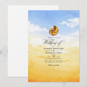 Faire-part de mariage d'été à la plage aquarelle