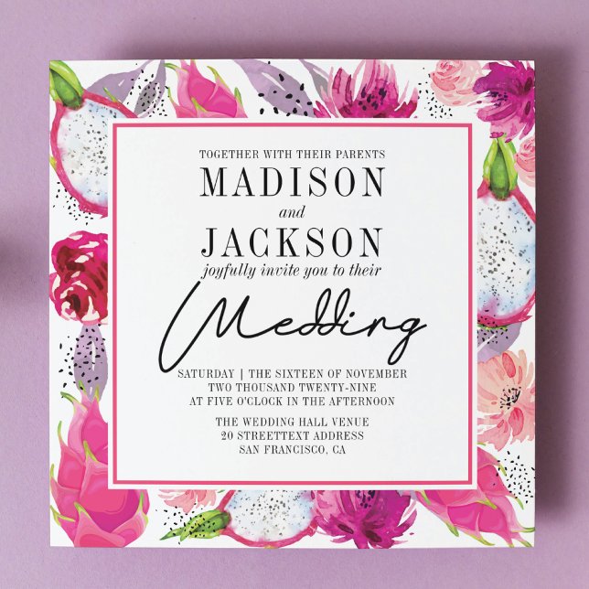 Faire-part de mariage d'été de Pitaya (Créateur téléchargé)