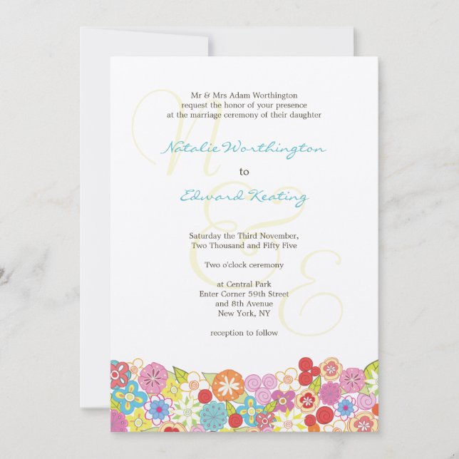 Faire-part de mariage d'été de ressort de (Devant)