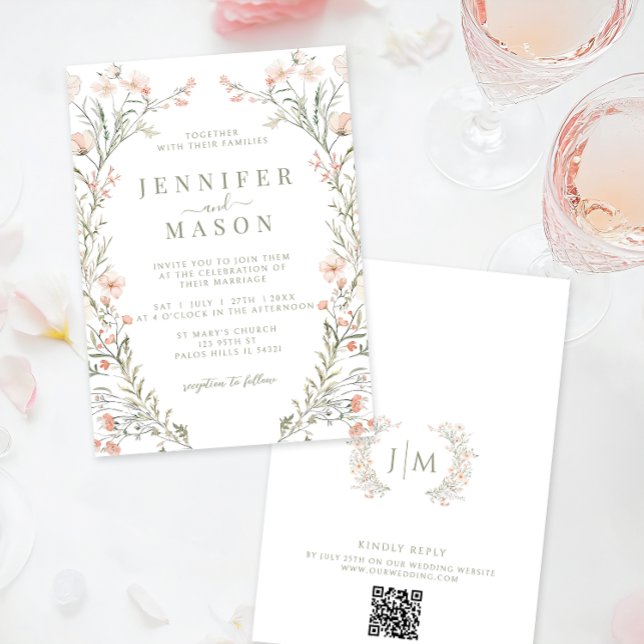 Faire-part de mariage d'été Fleur sauvage neutre (Créateur téléchargé)