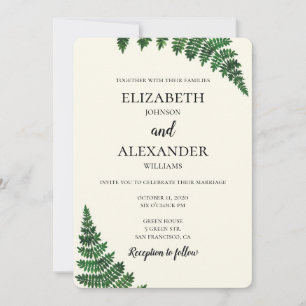Faire-part de mariage d'été. Invitation de fougère