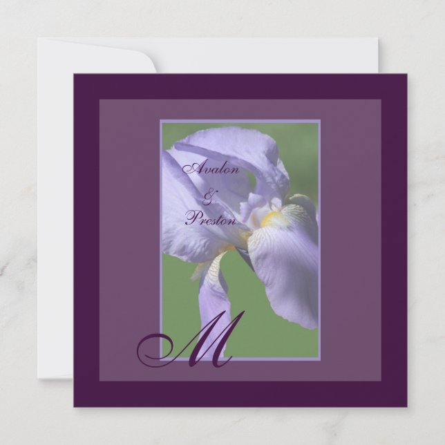 Faire-part de mariage d'été Monogramme Purple Iris (Devant)