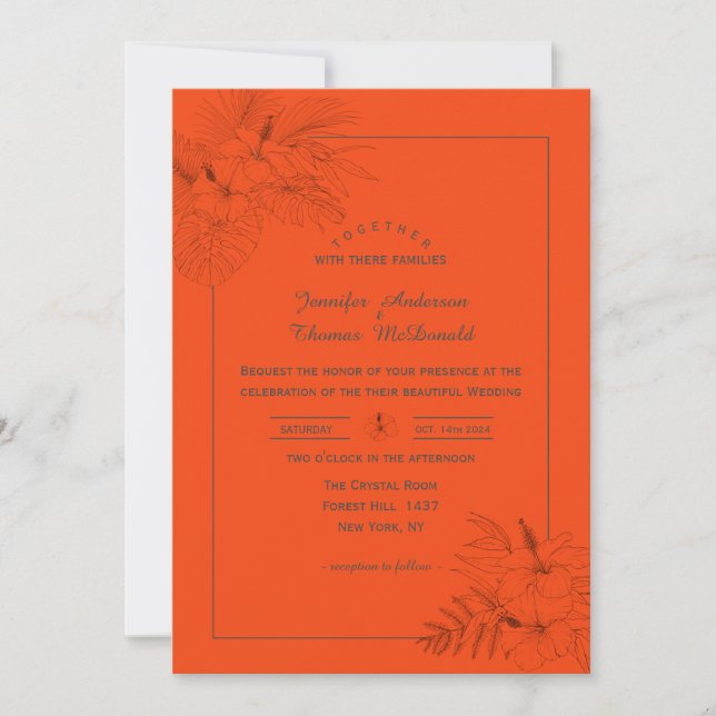 Faire-part de mariage d'été Tropical Beache Boho (Devant)