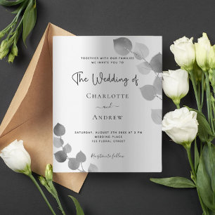 Faire-part de mariage d'eucalyptus argenté budgéta