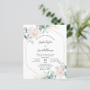 Faire-part de mariage d'Eucalyptus rose budget