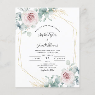 Faire-part de mariage d'Eucalyptus rose budget