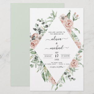 Faire-part de mariage d'eucalyptus vert de l'échel