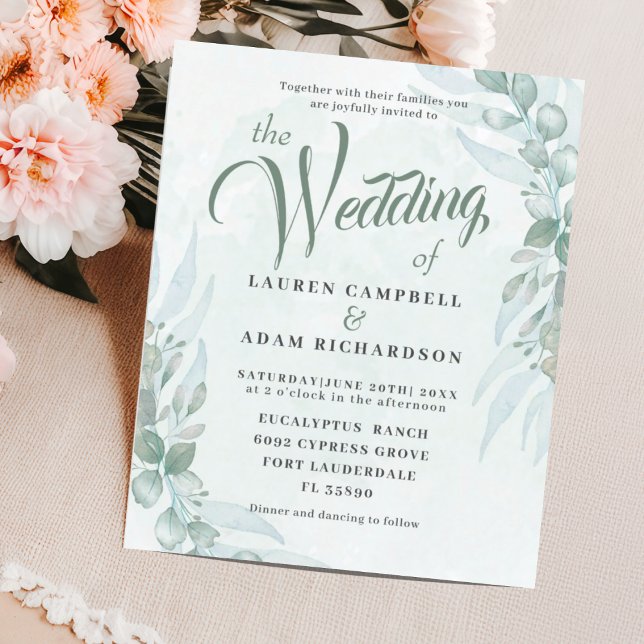 Faire-part de mariage d'eucalyptus vert de l'échel (Créateur téléchargé)