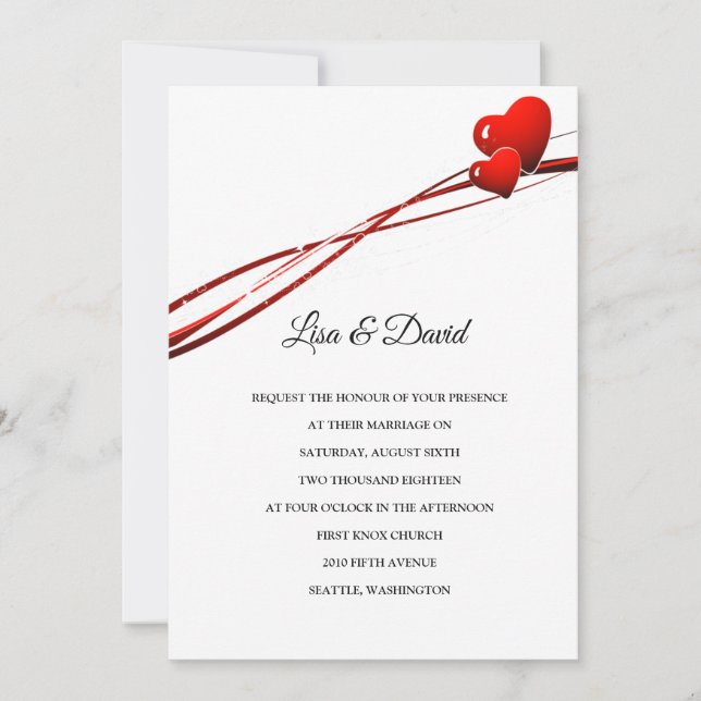 Faire-part de mariage-deux coeurs (Devant)