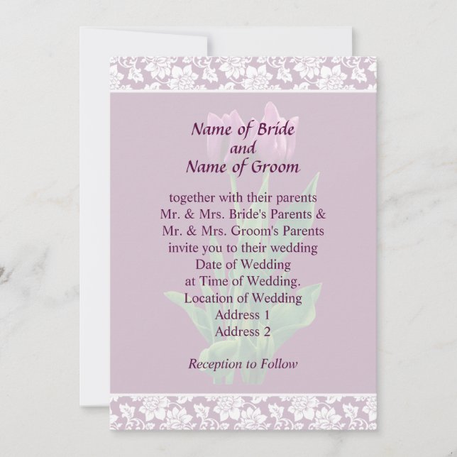 Faire-part de mariage Deux Tulipes Violettes (Devant)
