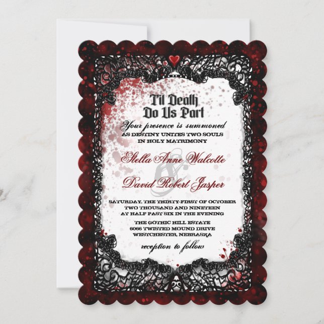 Faire-part de mariage d'Halloween sanglante (Devant)