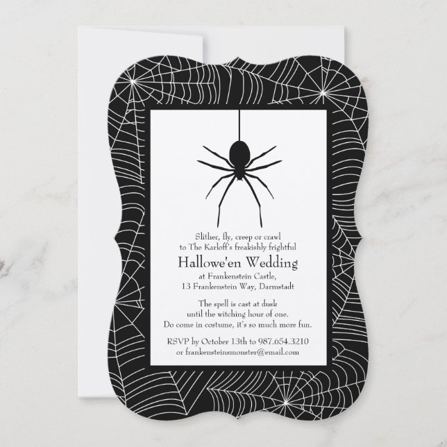Faire-part de mariage d'Halloween Spiderweb (Devant)
