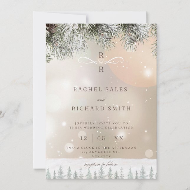 Faire-part de mariage d'hiver (Devant)
