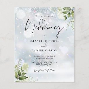 Faire-part de mariage d'hiver avec monogramme et v