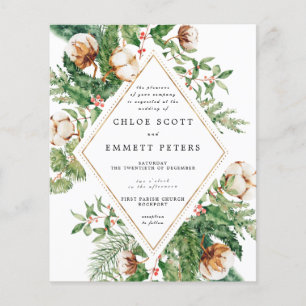Faire-part de mariage d'hiver Budget Holly Pine