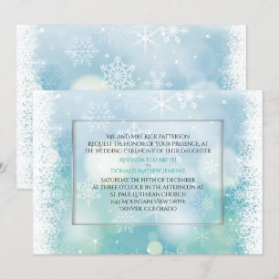 Faire-part de mariage d'hiver de flocons de neige