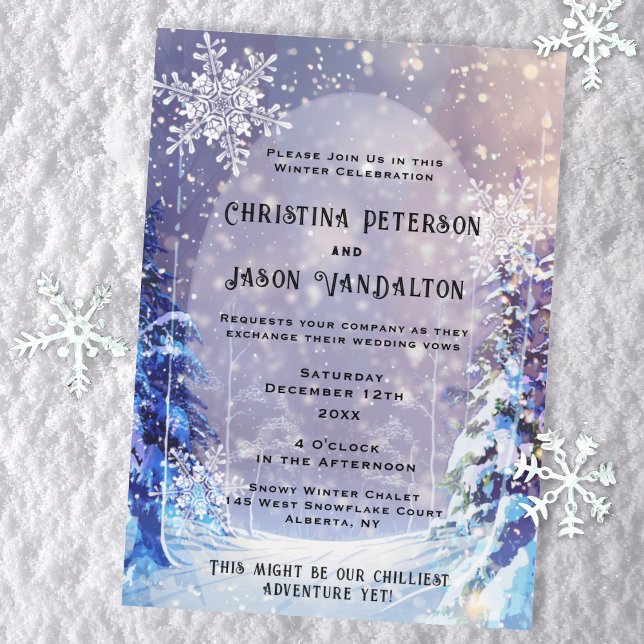 Faire-Part de Mariage d'Hiver | Forêt Enneigée (Snowy Forest Winter Wedding Invitation)