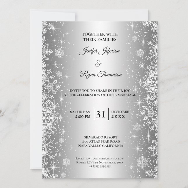 Faire-part de mariage d'hiver mignon (Devant)