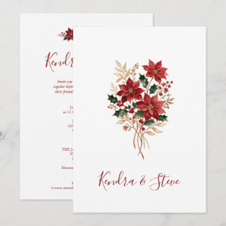 Faire-part de mariage d'hiver Poinsettia de Noël T