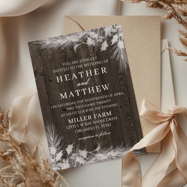 Faire-part de mariage d'hiver rustique (Créateur téléchargé)