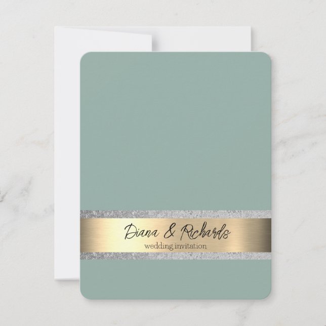 Faire-part de mariage d'huile d'or bleu Eucalyptus (Devant)