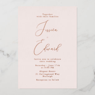 Faire-part de mariage d'huile d'or flush et Rose