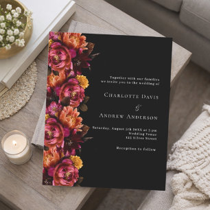 Faire-part de mariage d'humour bordeaux noir