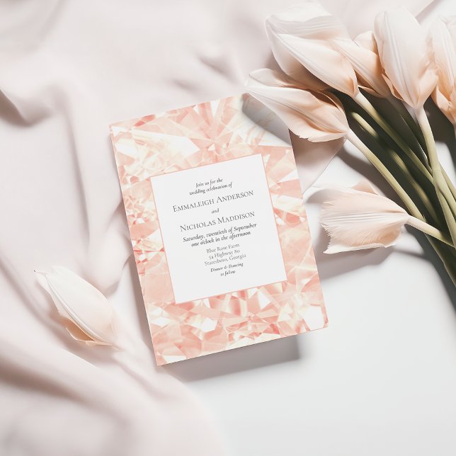 Faire-part de mariage d'illusion Blush Rose Gemsto (Créateur téléchargé)