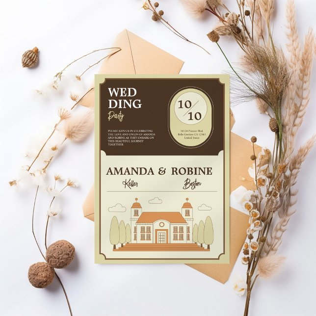 Faire-part de mariage d'illustration du bâtiment v (Créateur téléchargé)