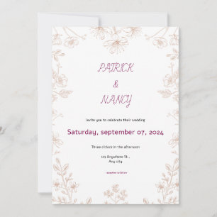 Faire-part de mariage d'illustration florale simpl