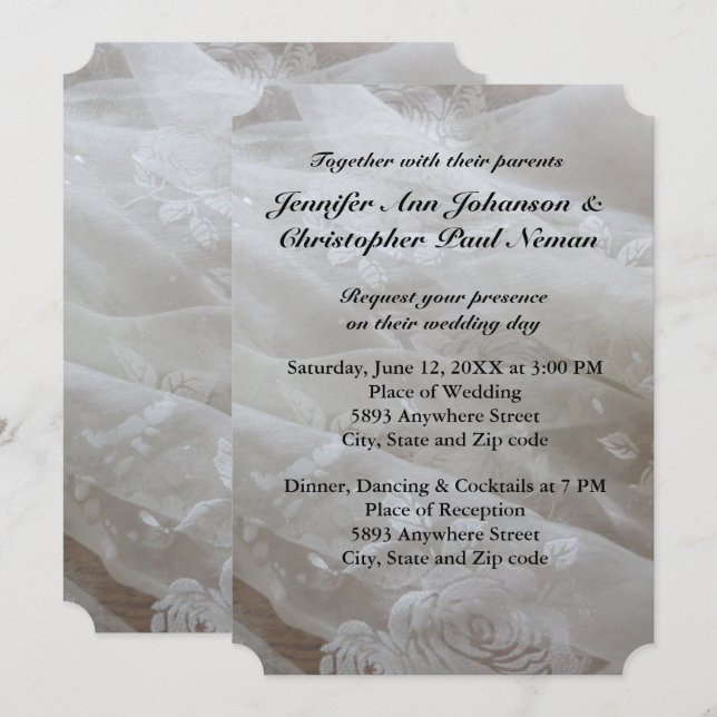 Faire-part de mariage d'image mariage dentelle (Devant / Derrière)