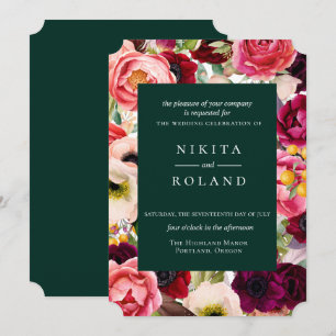 Faire-part de mariage d'impression florale colorée