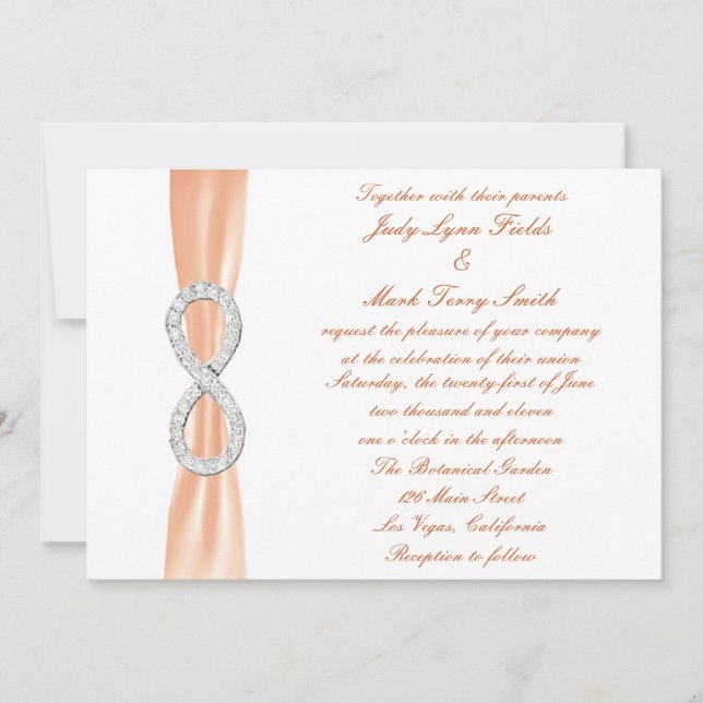 Faire-part de mariage d'infini diamant orange (Devant)