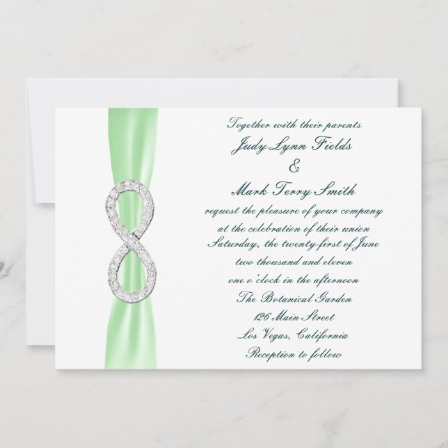 Faire-part de mariage d'infini Diamant Vert (Devant)