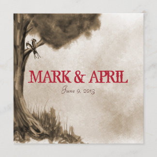 Faire-part de mariage d'inséparables d'aquarelle -