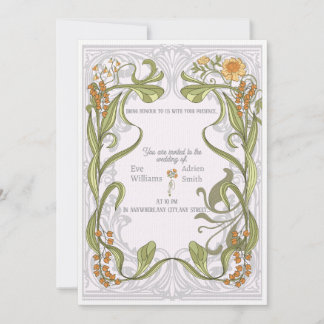 Faire-part de mariage d'inspiration Art nouveau