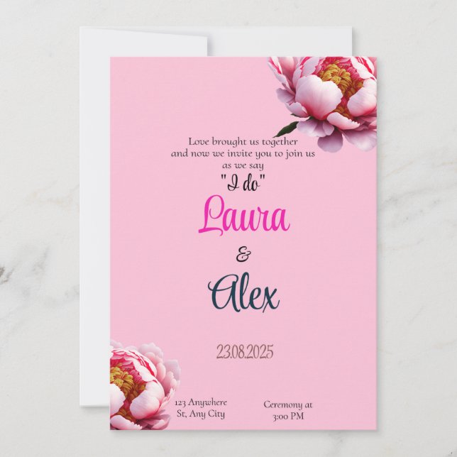 Faire-part de mariage d'inspiration florale (Devant)