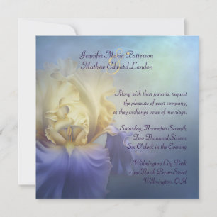 Faire-part de mariage d'Iris pourpre et jaune