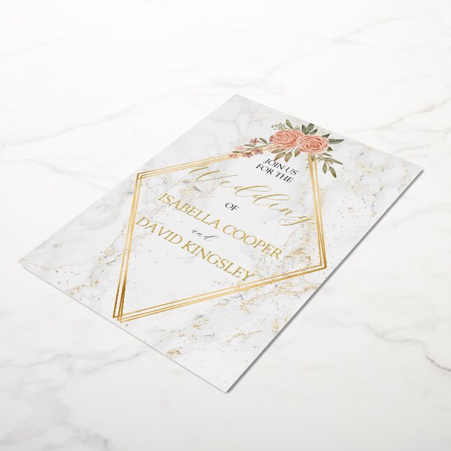 Faire-part de mariage Divine Rose Gold Blush Flora (Rotation)