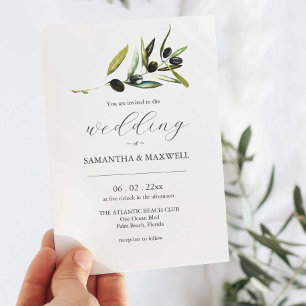 Faire-part de mariage d'olive avec code QR pour RS