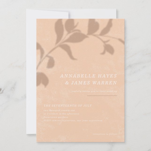 Faire-part de mariage d'ombre botanique - Orange (Devant)