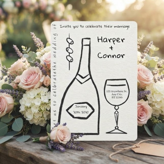 Faire-part de mariage doodle mignon (Créateur téléchargé)